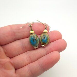 Sterling Silver Handmade Ceramic Bead Earrings A347